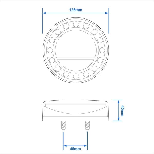 Baklykta 12/24V 4 funktioner 125mm LED i blister