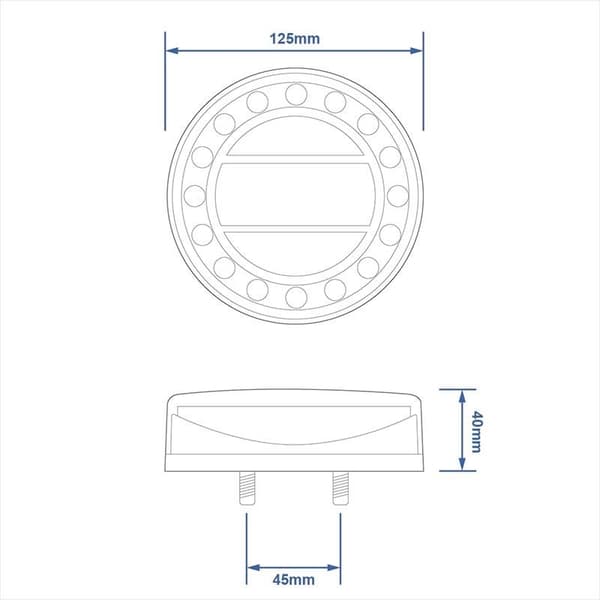 Baglygte 12/24V 4 funktioner 125mm LED