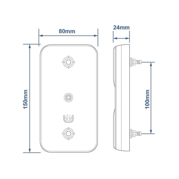 Baglygte 12/24V 4 funktioner 80x150mm LED