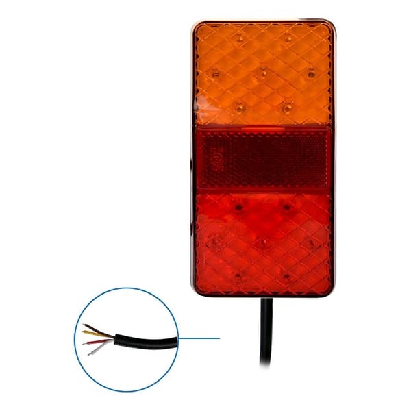Baklykt 12/24V 4 funksjoner 80x150mm LED i blister