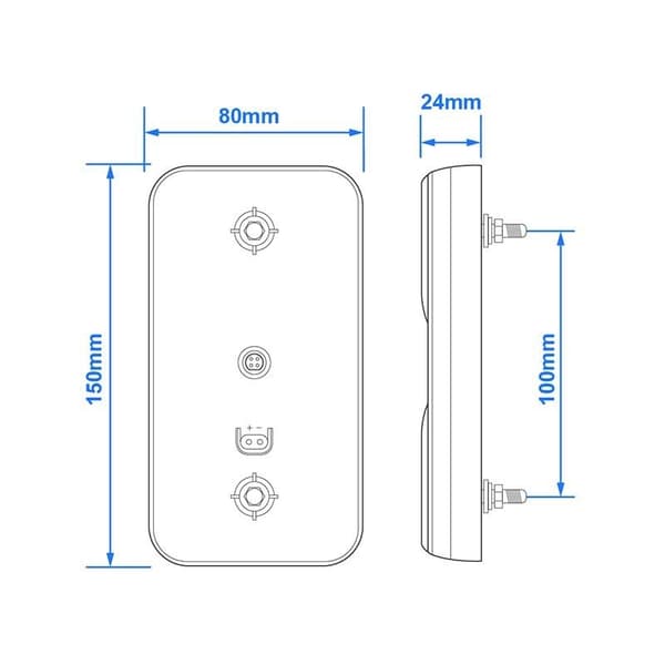 Baklykt 12/24V 4 funksjoner 80x150mm LED i blister