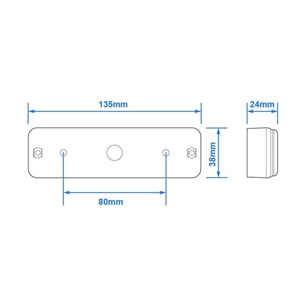 Baklykt 12/24V 3 funksjoner 135x38mm LED med holder svart i blister