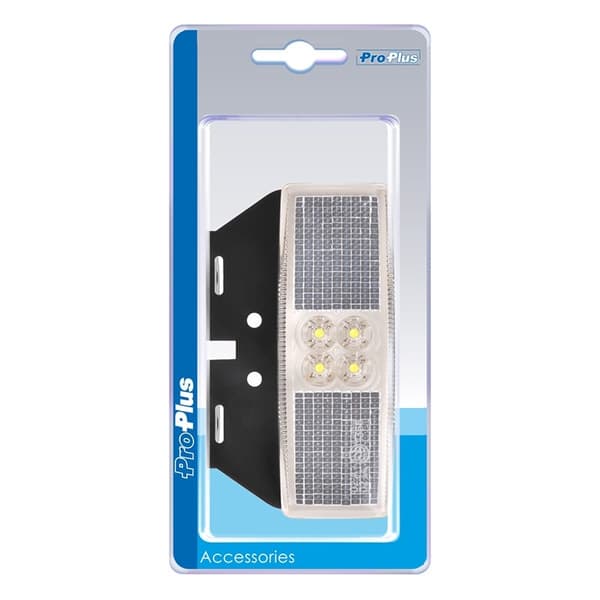 Främre positionslampa 12/24V vit 110x40mm LED med hållare i blister