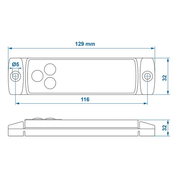 Front posisjonslampe 12/24V hvit 126x30mm LED i blister