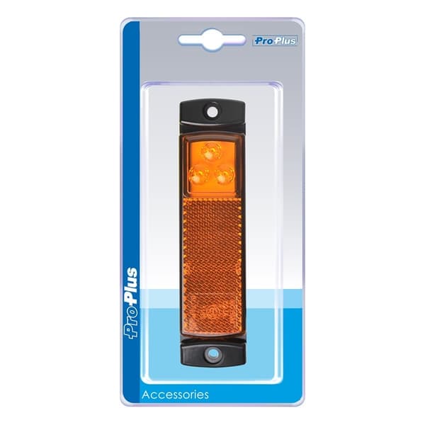Sidemarkeringslampe 12/24V gul 126x30mm LED i blister