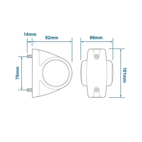 Outline markeringslampa 12/24V röd/vit 101x82mm LED
