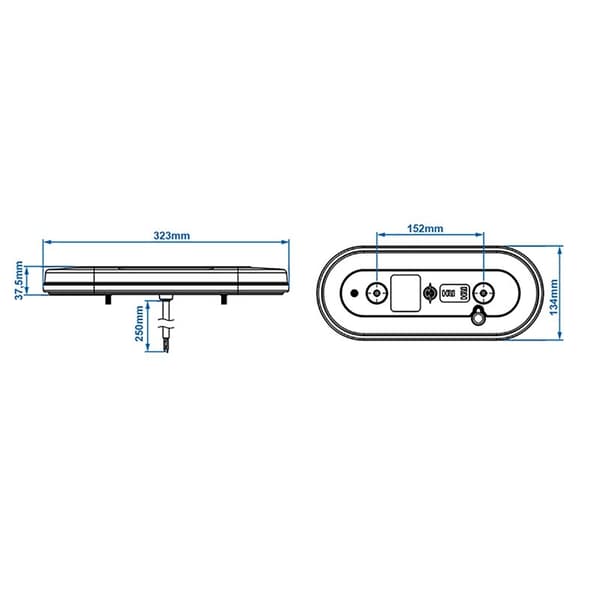Baklykt 6 funksjoner 323x134mm 54LED venstre