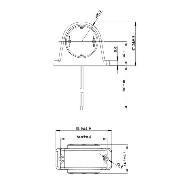 Outline markeringslampa röd/vit 68x62mm 8LED