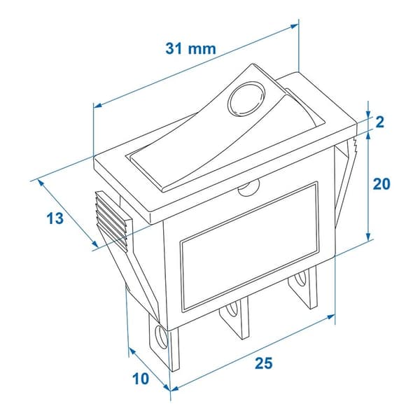 Vippebryter LED grønn 12V / 24V-maks. 10A i blisterpakning