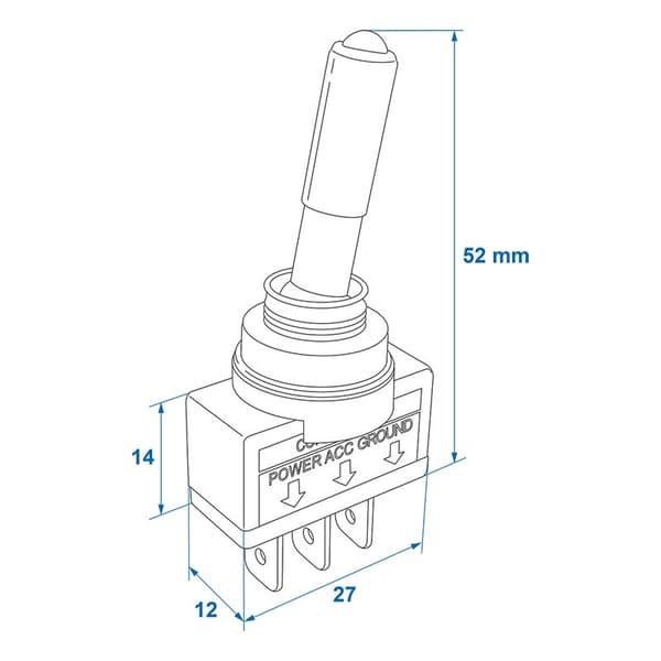 Vipukytkin LED sininen 12V-max. 20A