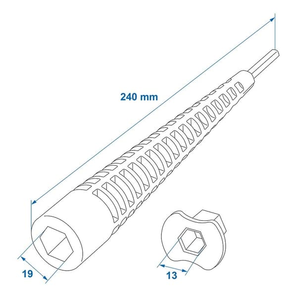Förlängningshylsa 240mm / 19mm + 13mm hylsa