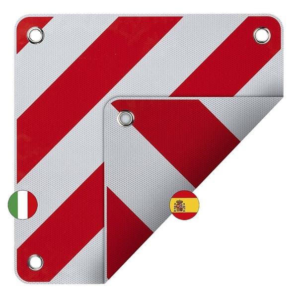 Bakre varselskilt fleksibelt 50 x 50 cm for Italia/Spania 2in1