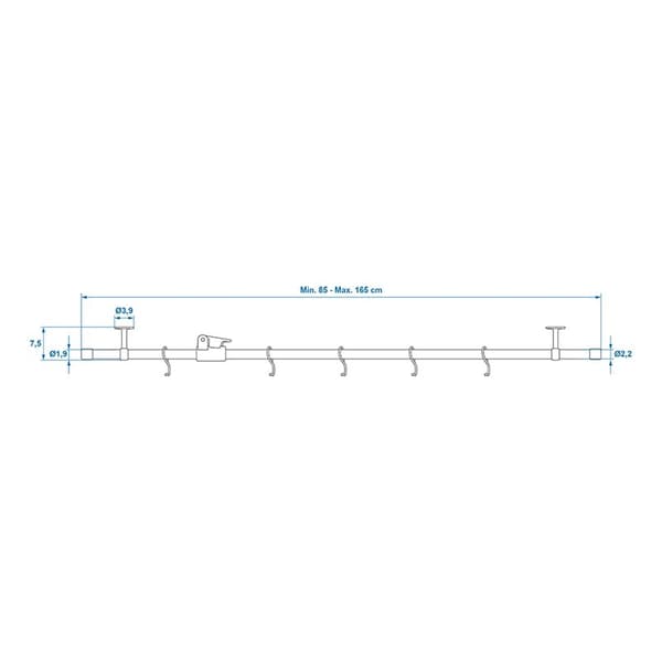Upphängningsskena för husbilsgarage 85 - 165 cm