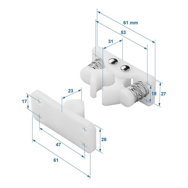 Dörrfångare med metallfjädrar för husvagn/husbil
