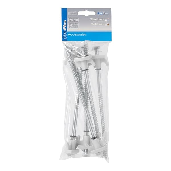 Telttatappi 20cm metallinen ruuvattava muovikoukulla 6 kpl polybagissa