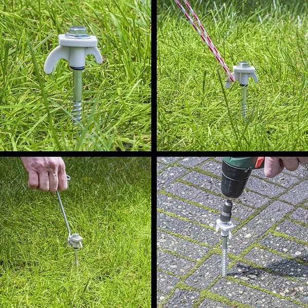 Teltpløkke 20 cm metal skrues med plastkrog + adapter - sæt med 20 stk. i tilfælde af