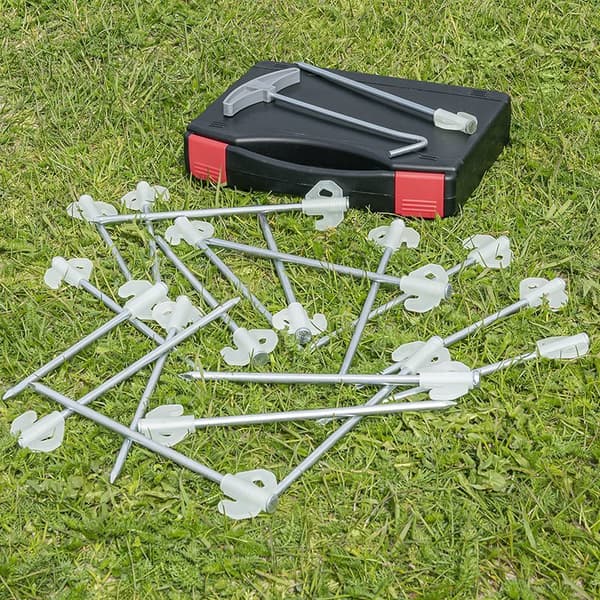 Klippepind 20 cm metal med lys-i-mørke krog - sæt med 20 stykker i etui