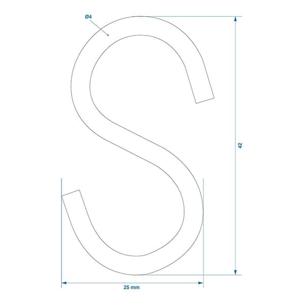 S-koukku Ø4mm 4,4x2,1cm