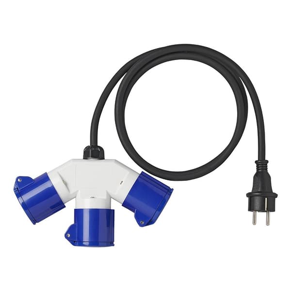 Adapterkabel 150cm 3x1,5mm² från Schuko-kontakt till 3xCEE