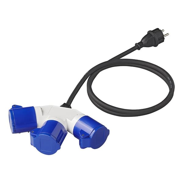 Adapterkabel 150cm 3x2,5mm² fra Schuko plugg til 3xCEE