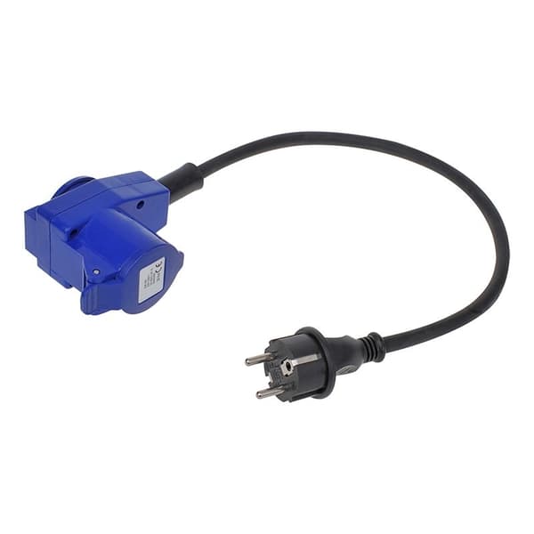 Adapterkabel 40cm fra Schuko stik til CEE vinklet stik + Schuko stik