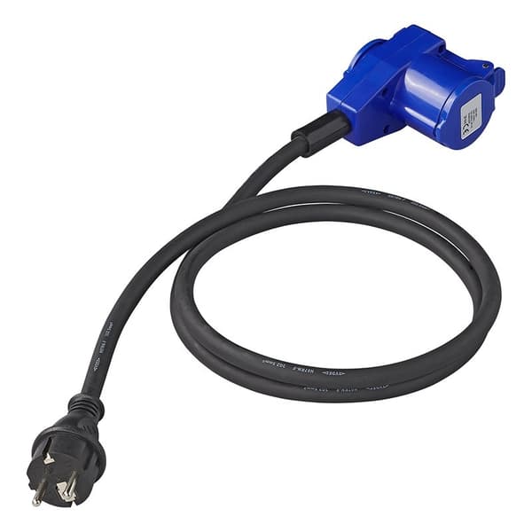 Adapterkabel 150cm 3x2,5mm² fra Schuko-plugg til CEE-vinklet kontakt + Schuko-kontakt