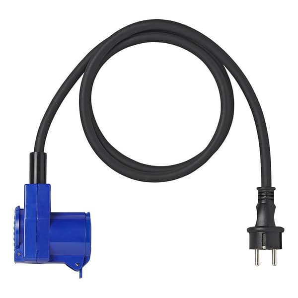 Adapterkabel 150cm 3x2,5mm² fra Schuko-plugg til CEE-vinklet kontakt + Schuko-kontakt