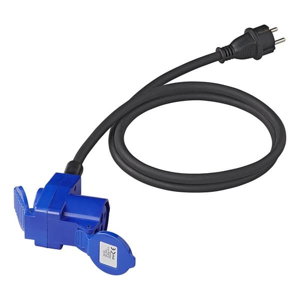 Adapterkabel 150cm 3x2,5mm² fra Schuko-stik til CEE-vinklet stik + Schuko-stik