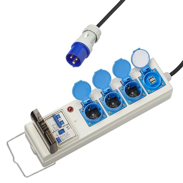 Telt/sammenleggbar tilhengerenhet 10M 3x1,5mm² med MCCB og RCD + 2xUSB