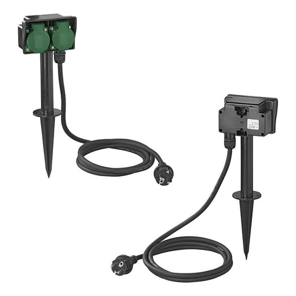 Trädgårdsuttag Schuko 2-vägs 2M 3x1,5mm²