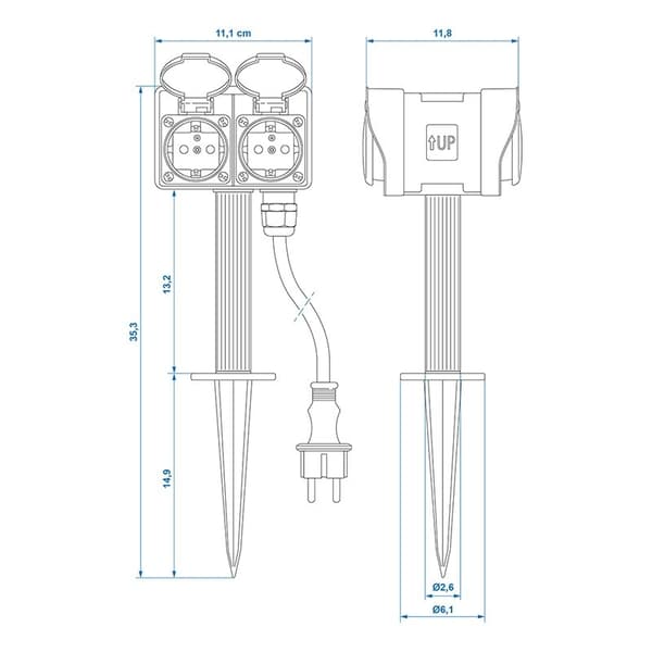 Puutarhapistorasia Schuko 4-tie 2M 3x2,5mm²