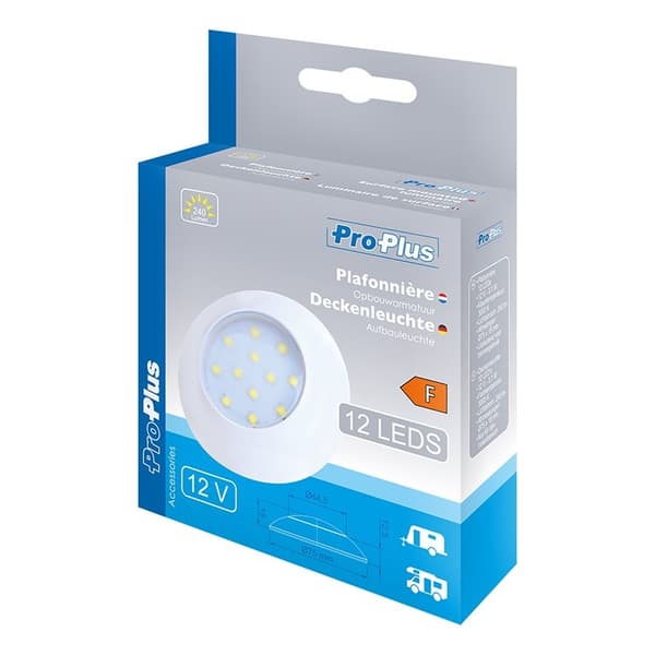 Loftslampe / overflademonteret armatur 12-leds 12V 240lm Ø75x18mm