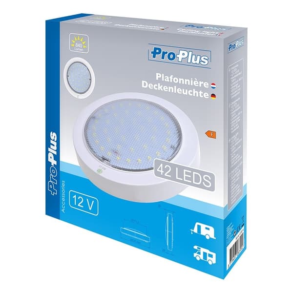 Taklys 42-leds 12V 840lm Ø220x50mm