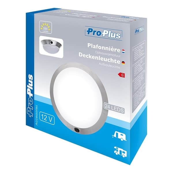 Loftslampe / Overflademonteret armatur 24-leds 12V 590lm Ø280x85mm