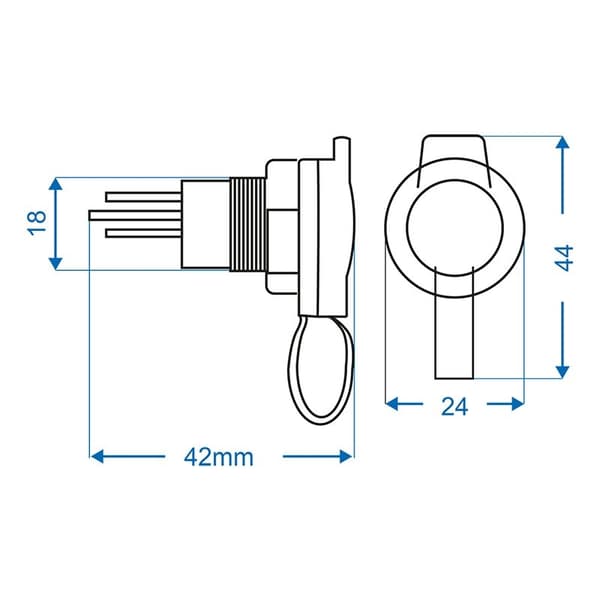 Indbygningsstik DIN 12V/24V-16A