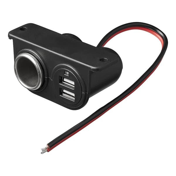 Pinta-asennettava tupakansytyttimen pistoke + 2xUSB-tyyppi A 12V/24V läpipainopakkauksessa