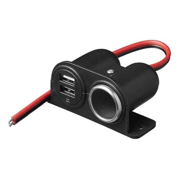 Pinta-asennettava tupakansytyttimen pistoke + 2xUSB-tyyppi A 12V/24V läpipainopakkauksessa