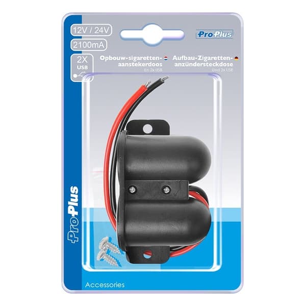 Pinta-asennettava tupakansytyttimen pistoke + 2xUSB-tyyppi A 12V/24V läpipainopakkauksessa
