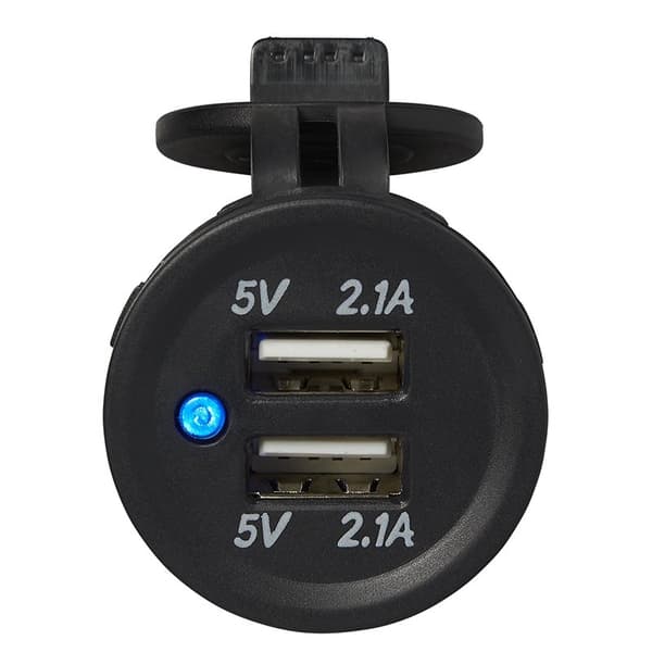 USB-portti kaksinkertainen uppoasennus tyyppi A 2x2100mA 12V/24V läpipainopakkauksessa