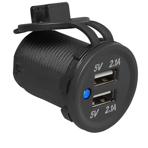 USB-portti kaksinkertainen uppoasennus tyyppi A 2x2100mA 12V/24V läpipainopakkauksessa