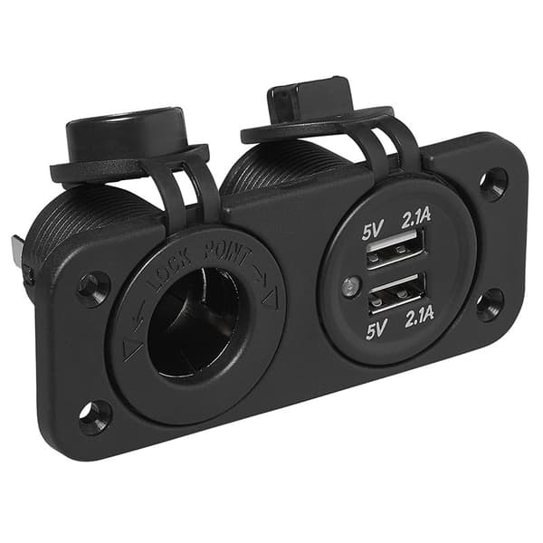 Planmonteringssæt: stik DIN + USB-port dobbelt type A 2x2100mA