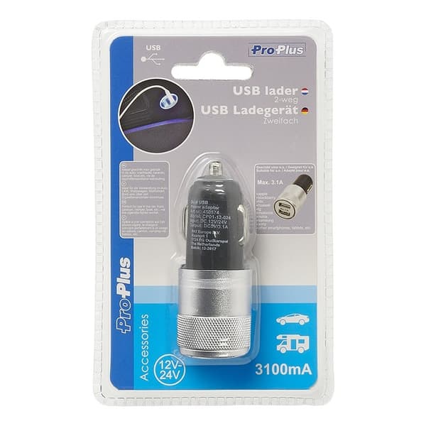 2-veis USB-lader type A 12V/24V 3100mA
