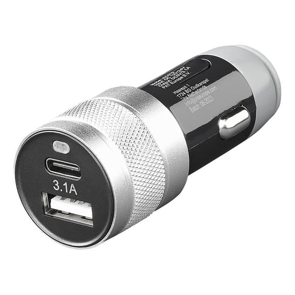 2-vägs USB-laddare typ A + C 12V/24V 3100mA