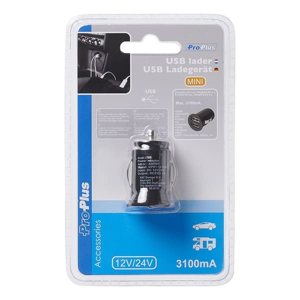 2-tie USB-laturi mini tyyppi A 12V/24V 3100mA