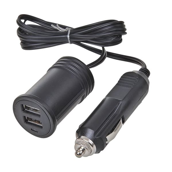 Forlængerledning 1M med 2-vejs USB oplader type A 12V/24V