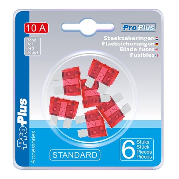 Bladsikringer standard 10A rød 6 stk i blister
