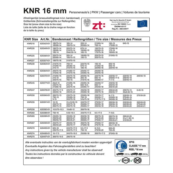 Snøkjettinger 16mm KNR240