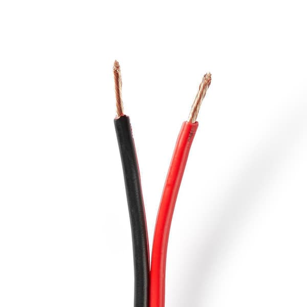 Højtaler Kabel | 2x 2.50 mm² | Kobber | 100.0 m | Runde | PVC | Rød / Sort | Rulle
