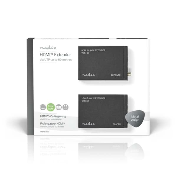 HDMI ™ Extender | Over Cat6 | Opp til 60.0 m | 4K@60Hz | 18 Gbps | Metall | Antrasitt