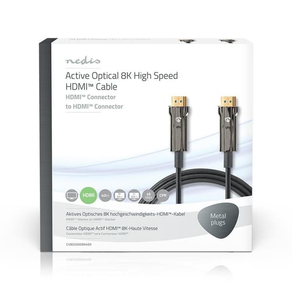 Aktiv Optical Ultra High Speed ​​HDMI-Kabel med Ethernet | HDMI ™ -kontakt | HDMI ™ -kontakt | 8K@60Hz | 48 Gbps | 40.0 m | Rund | PVC | Sort | Gavees